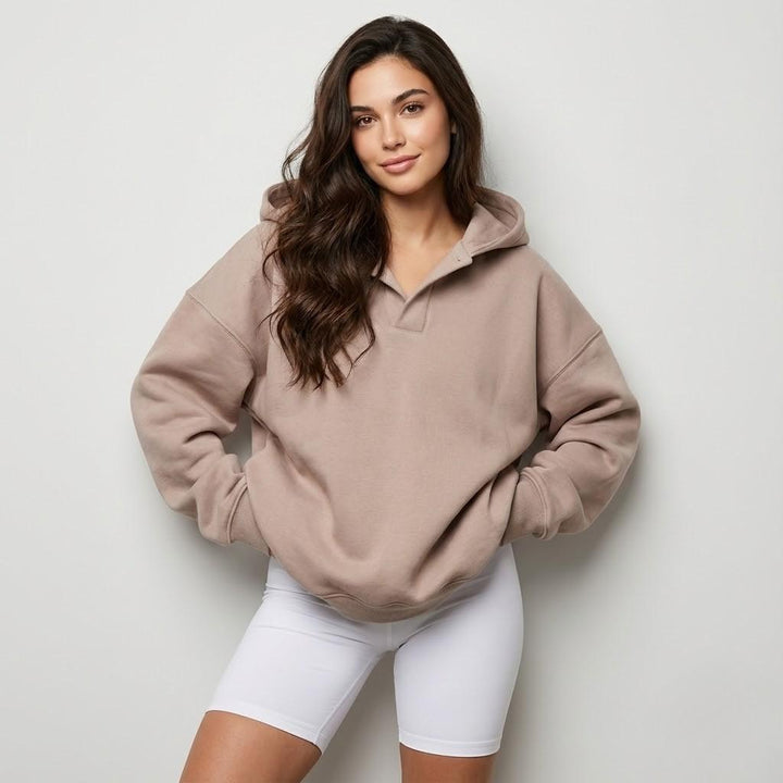 Felpa in misto cotone con taglio oversize e cappuccio