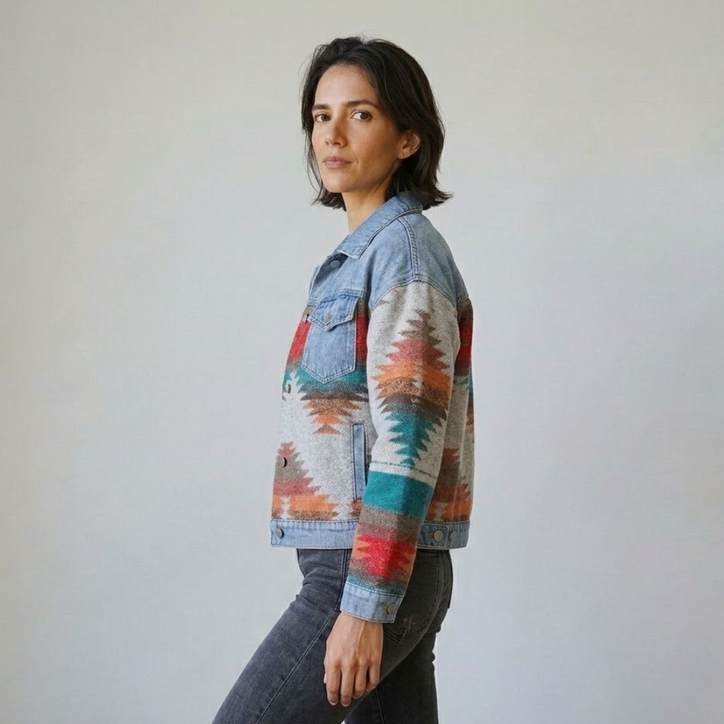 Giacca corta con motivo geometrico per un look casual