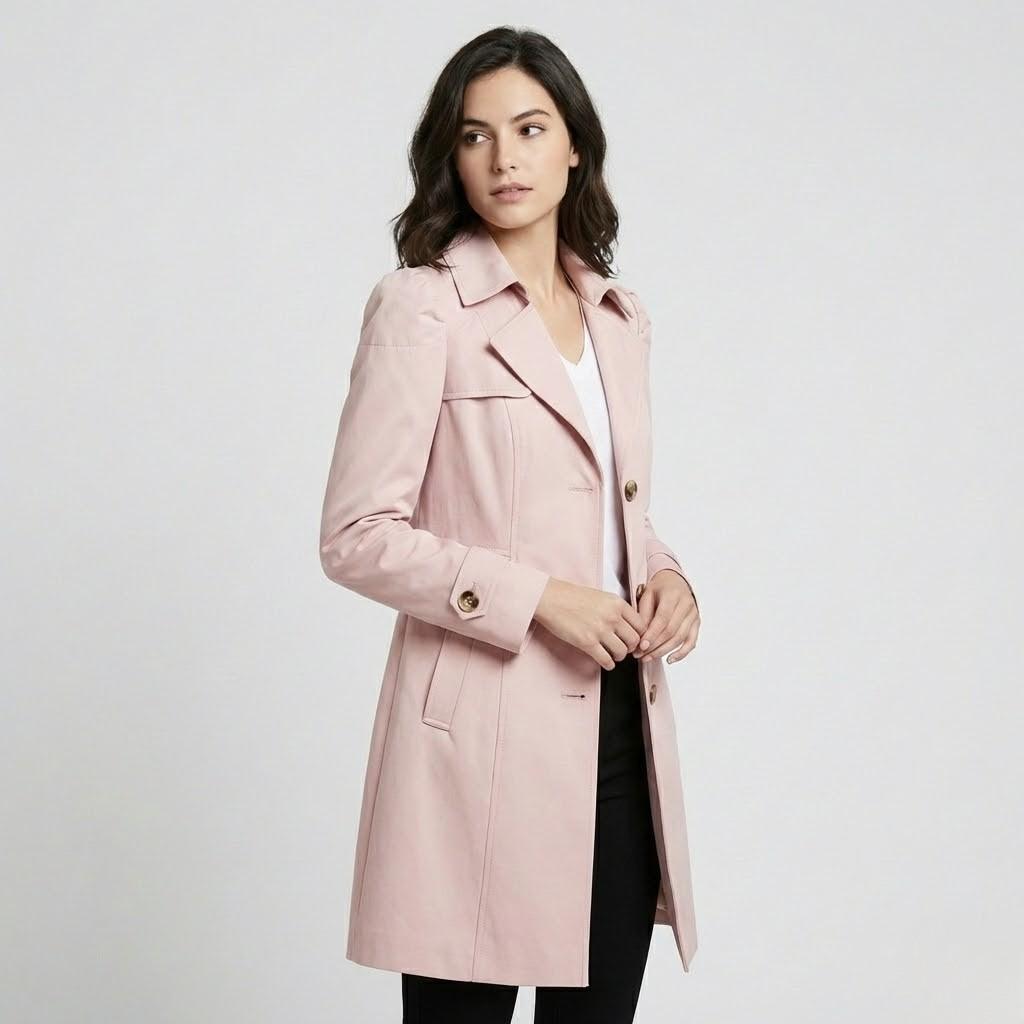 Trench elegante in misto cotone con taglio aderente