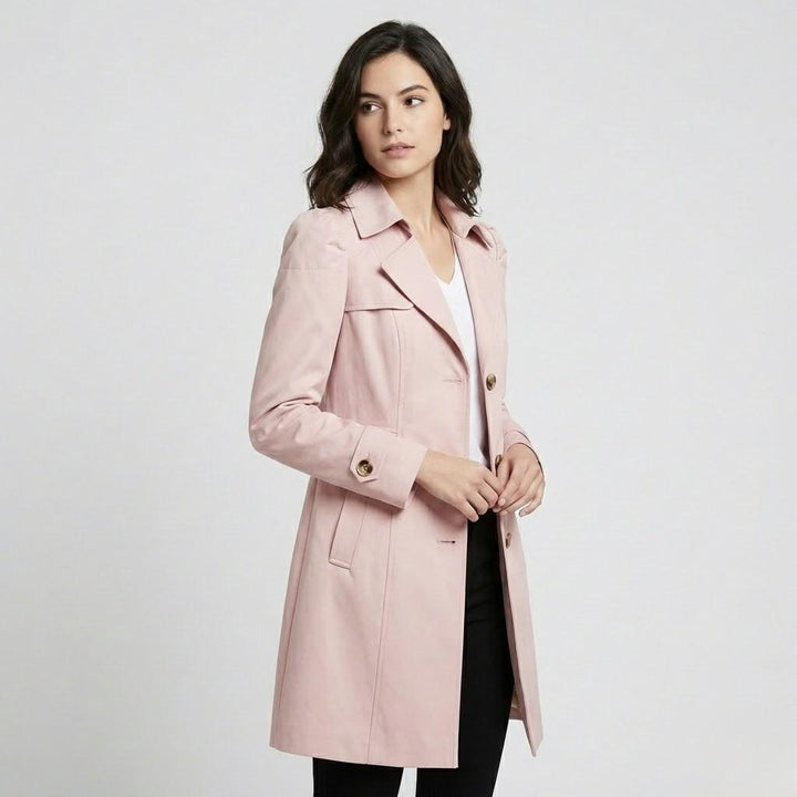 Trench elegante in misto cotone con taglio aderente