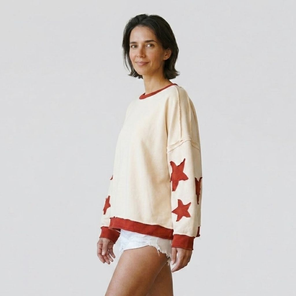 Felpa in misto cotone e poliestere con taglio oversize e maniche ampie