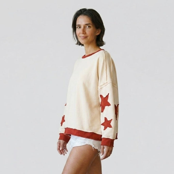 Felpa in misto cotone e poliestere con taglio oversize e maniche ampie