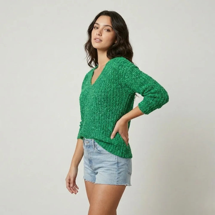 Maglione testurizzato con scollo a V e taglio comodo