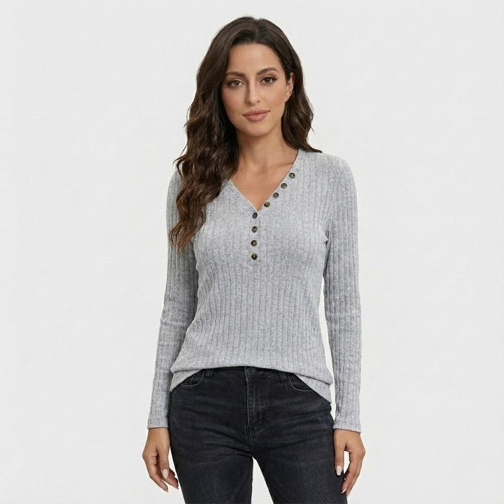 Maglione a coste in misto cotone con vestibilità aderente