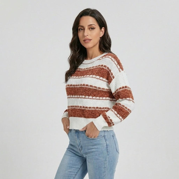Maglione corto lavorato a maglia con strisce moderne e vestibilità ampia