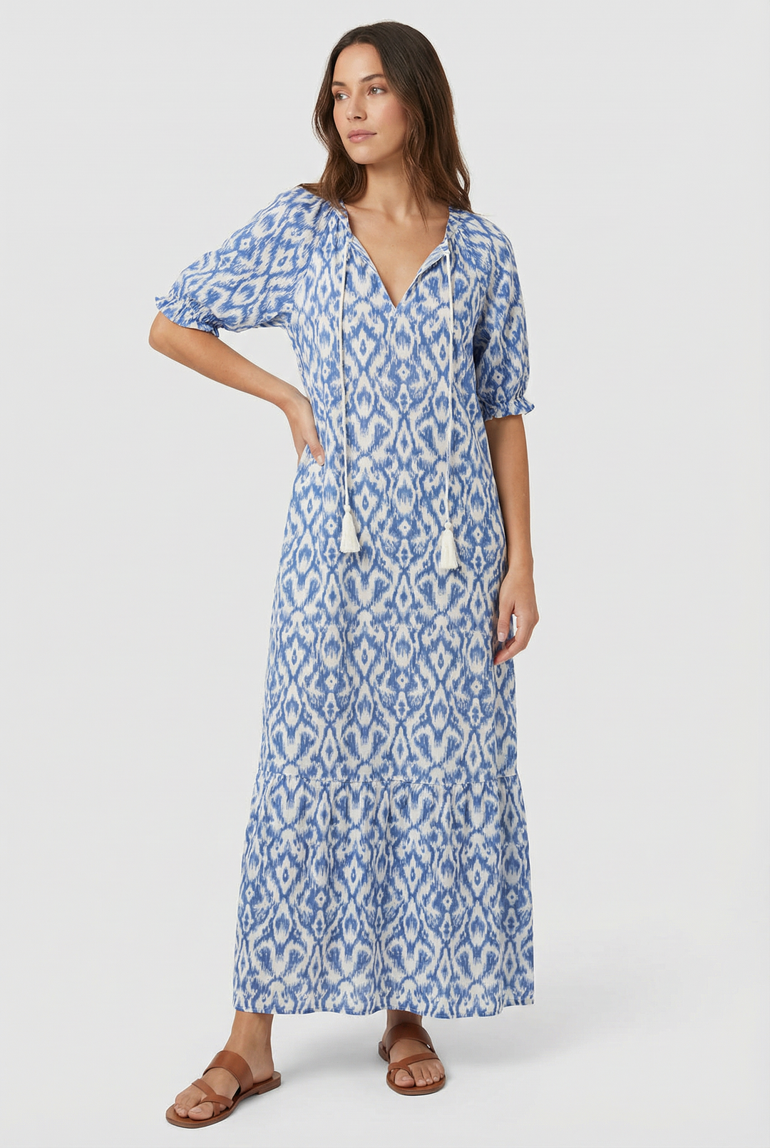 Denisa | Abito maxi floreale con scollatura a V