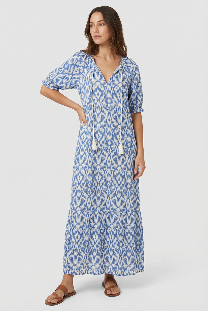 Denisa | Abito maxi floreale con scollatura a V