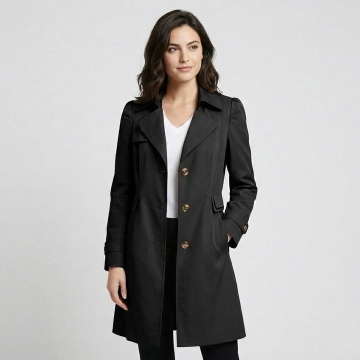 Trench elegante in misto cotone con taglio aderente