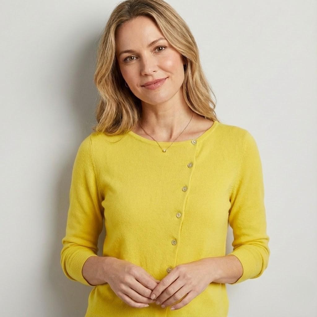 Cardigan lavorato a maglia morbido in misto viscosa e cotone con scollatura rotonda