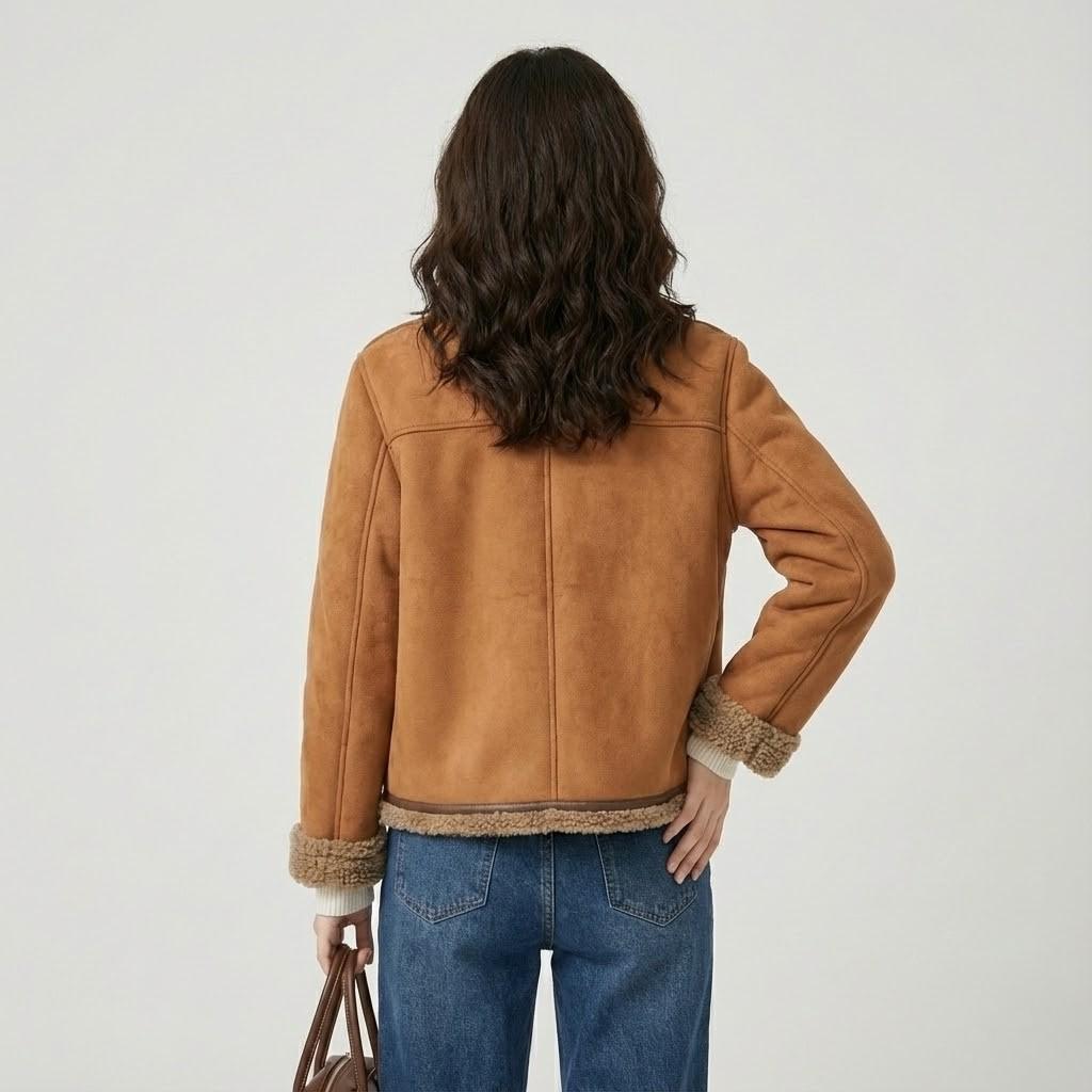 Giacca trapuntata con look scamosciato e vestibilità dritta
