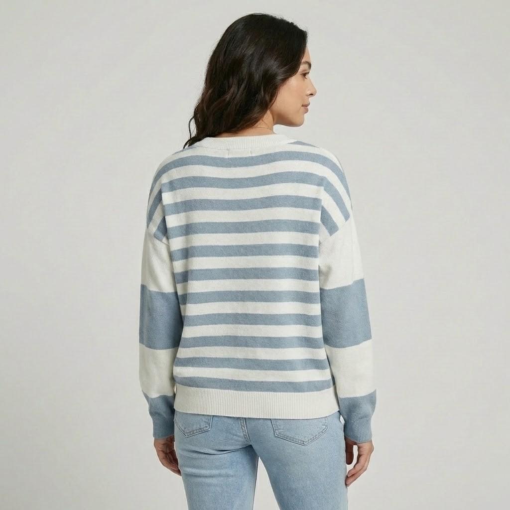 Maglione in misto cotone con taglio loose e strisce moderne