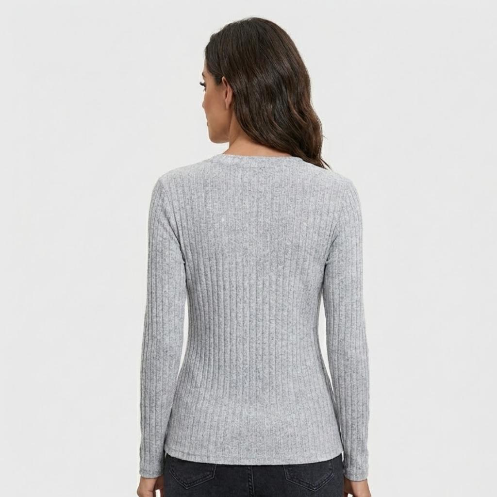 Maglione a coste in misto cotone con vestibilità aderente