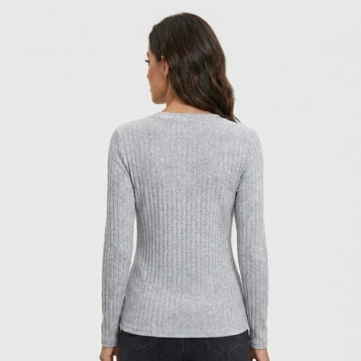 Maglione a coste in misto cotone con vestibilità aderente