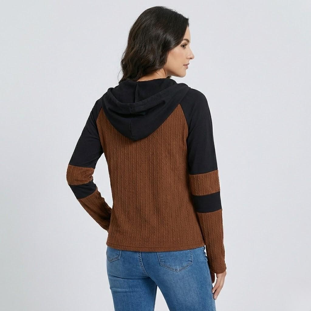 Felpa testurizzata con cappuccio e zip a metà