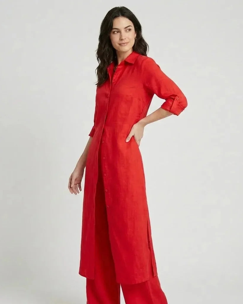 Ľubomíra | Completo con camicia lunga e pantaloni larghi