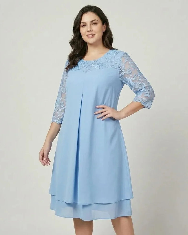 Ľubomila | Abito midi elegante con maniche decorate