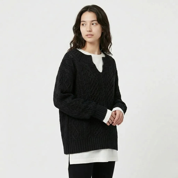 Set oversize in maglia con motivo a treccia
