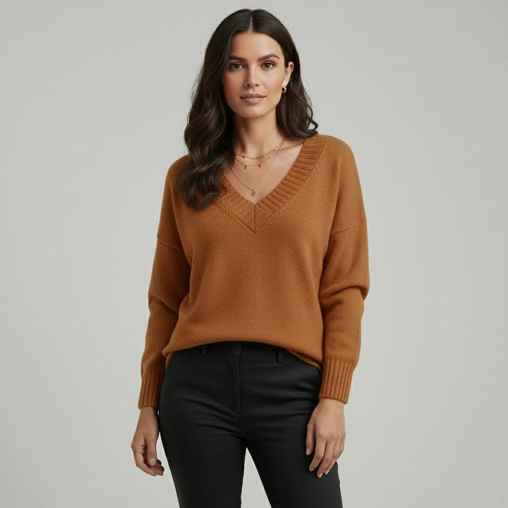 Maglione morbido a maglia con taglio ampio e scollatura a V