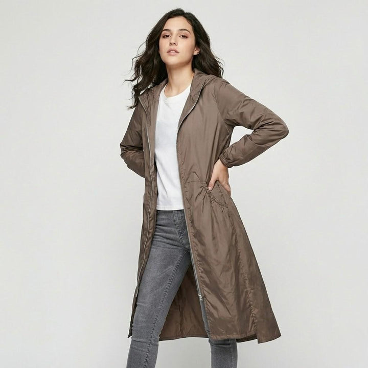 Giacca leggera in misto cotone con cappuccio e vestibilità ampia