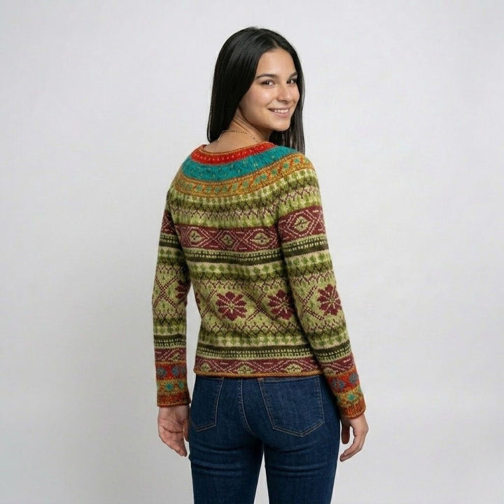Maglione in misto acrilico e poliestere con motivo etnico