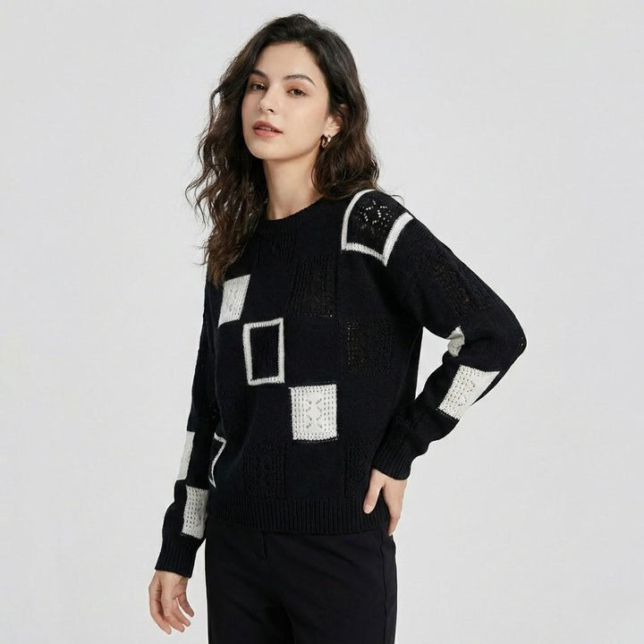 Maglione lavorato a maglia con moderno motivo geometrico e vestibilità ampia