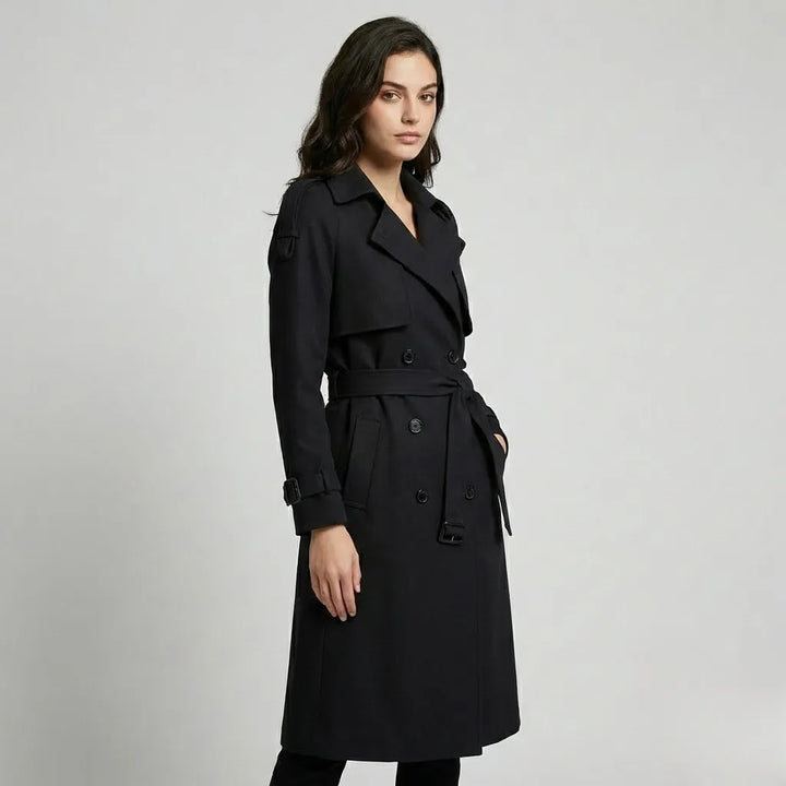 Cappotto lungo strutturato in misto cotone con vestibilità aderente