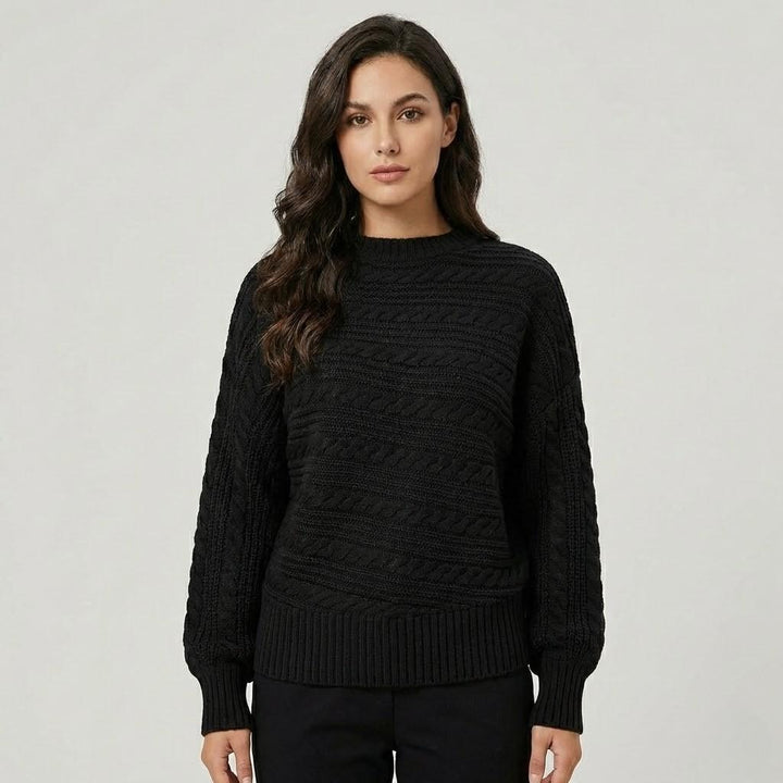 Maglione classico lavorato a maglia con motivo a treccia
