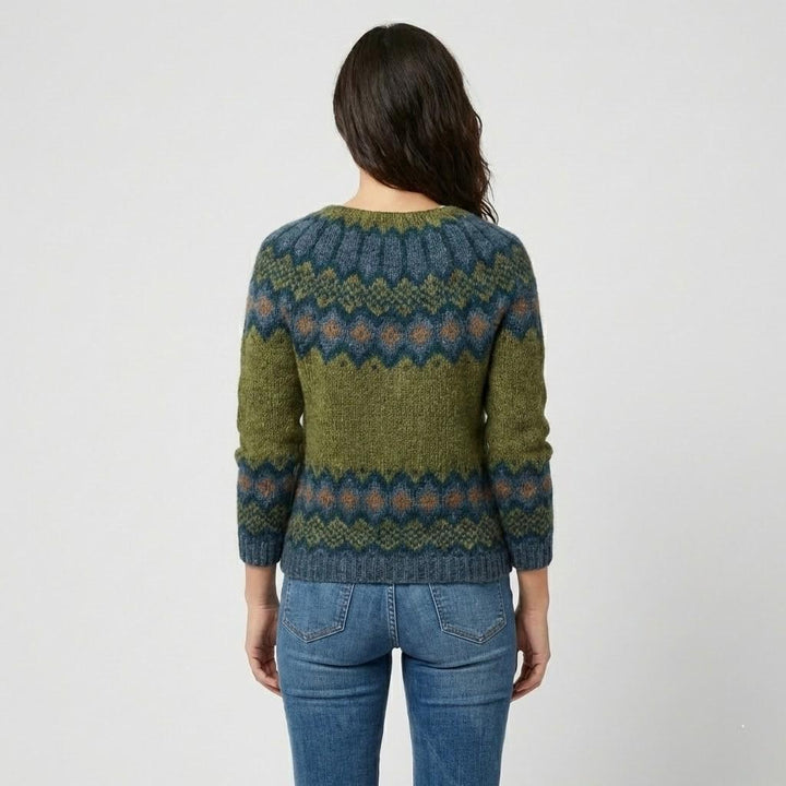 Maglione in misto lana con taglio loose e motivo geometrico