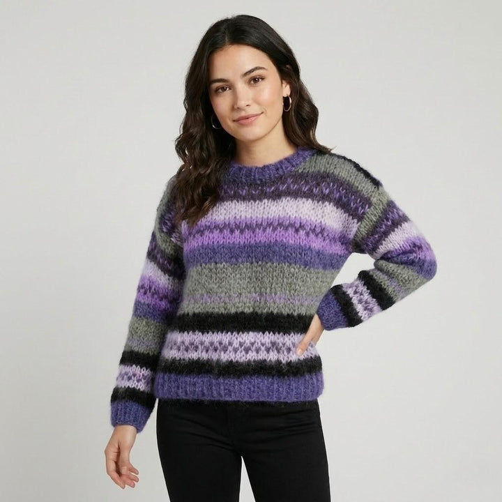 Maglione morbido a maglia con motivo a righe