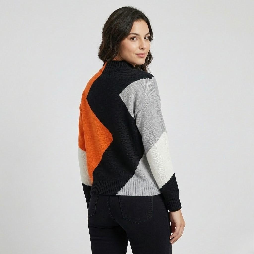 Maglione lavorato a maglia con motivo geometrico e vestibilità comoda