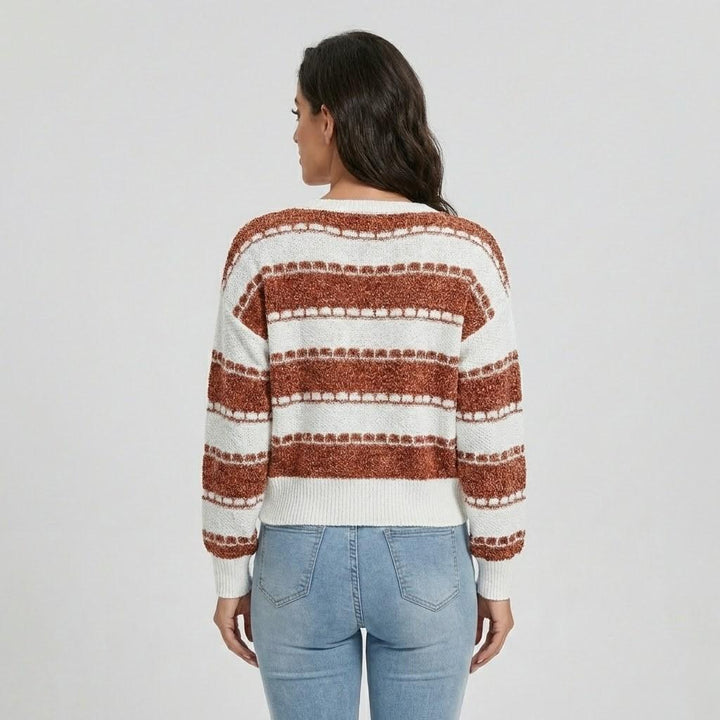 Maglione corto lavorato a maglia con strisce moderne e vestibilità ampia