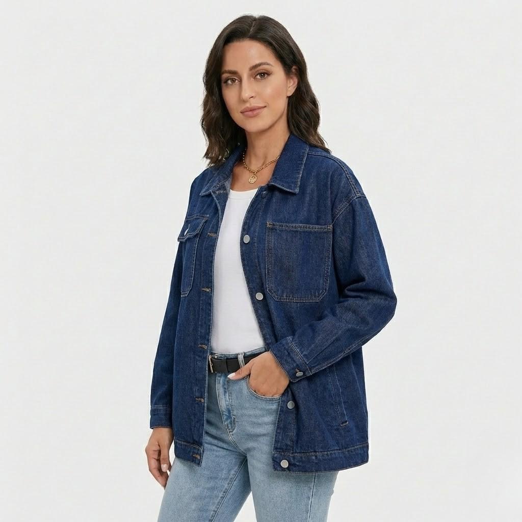 Giacca in denim a camicia con taglio loose