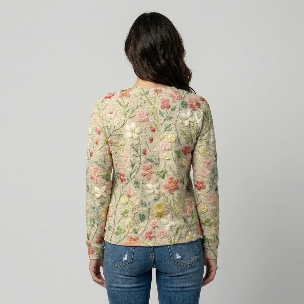 Maglione in misto cotone con ricamo decorativo