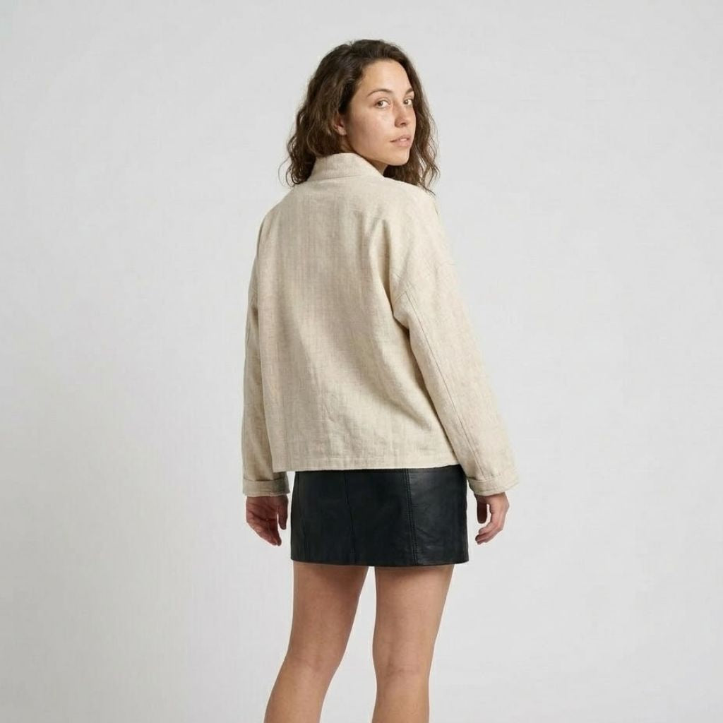 Giacca leggera in misto lino e cotone con ricamo decorativo