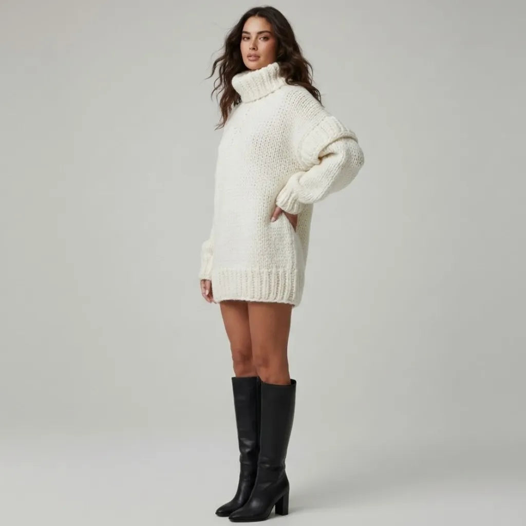 Maglione in misto acrilico e poliestere con taglio oversize e colletto alto