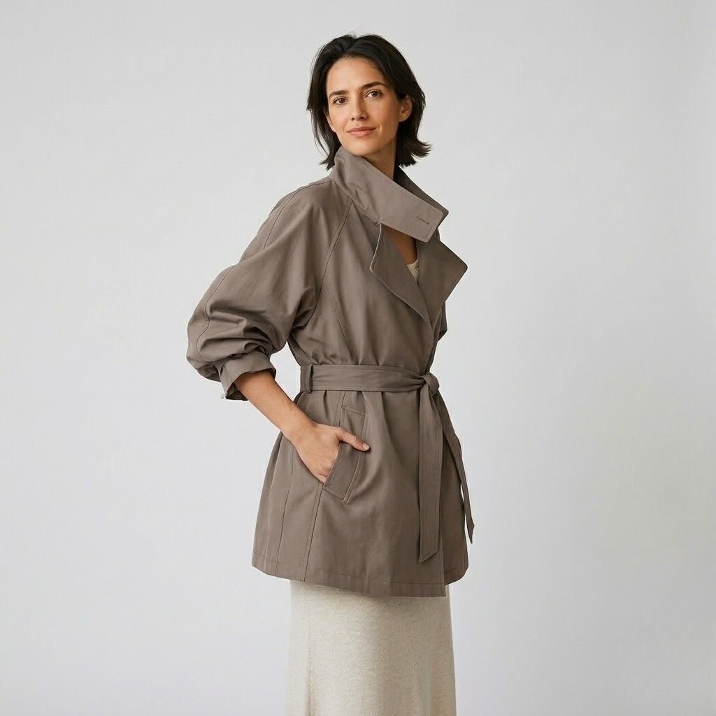 Cappotto fluido con rever aperti