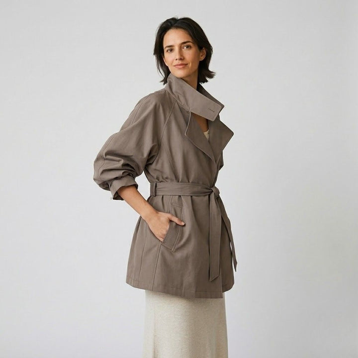 Cappotto fluido con rever aperti