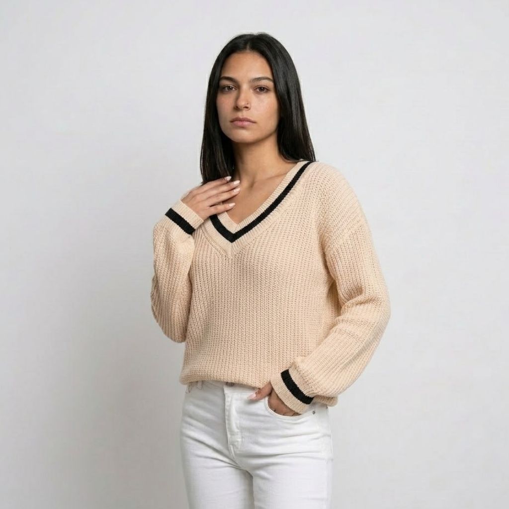 Maglione a maglia con scollo a V per l&