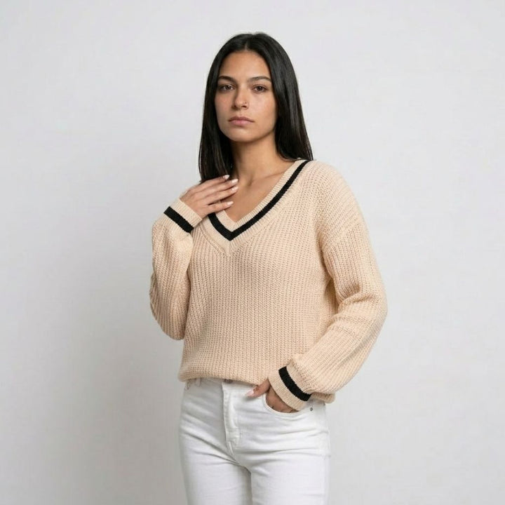 Maglione a maglia con scollo a V per l&