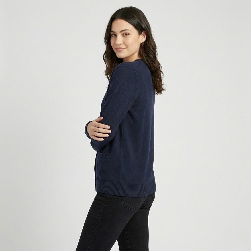 Cardigan lavorato a maglia classico con scollo a V e bottoni