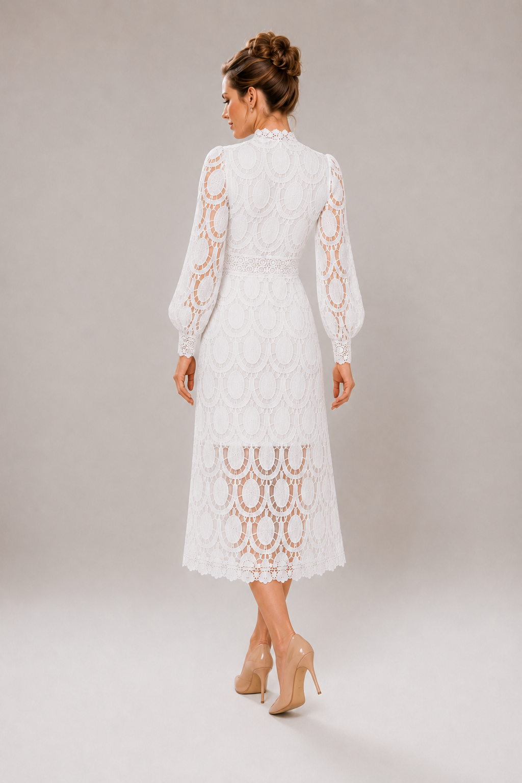 Emika | Abito maxi romantico con colletto