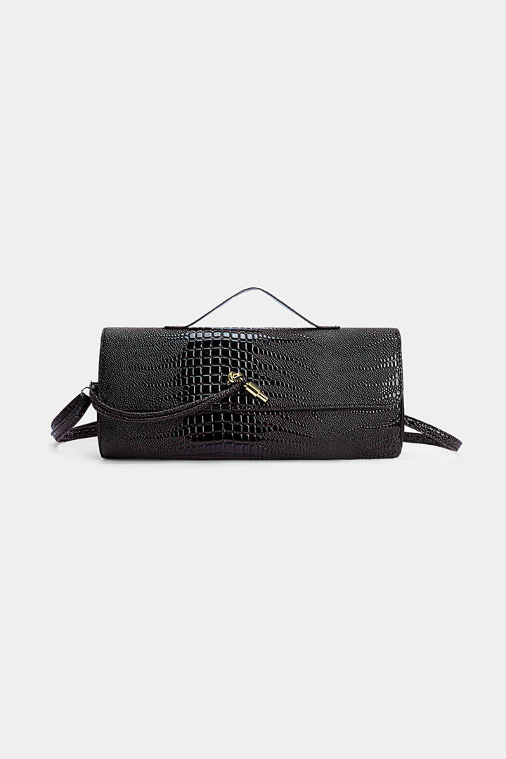 Borsa in similpelle con effetto coccodrillo