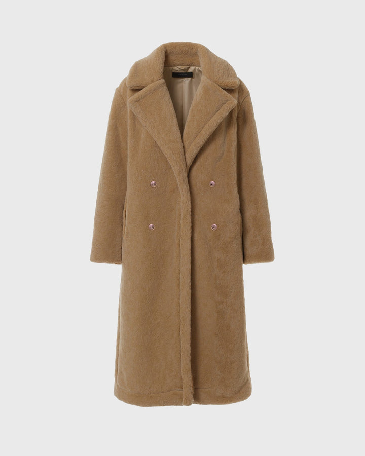 Cappotto teddy lungo dritto