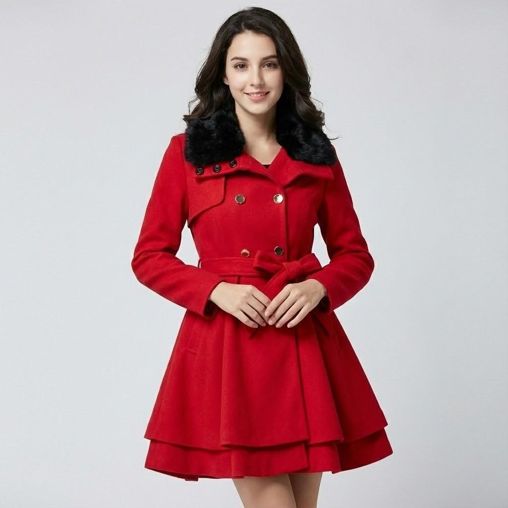 Cappotto invernale elegante con taglio aderente e colletto morbido