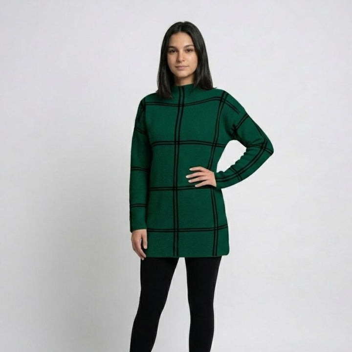 Maglione lungo lavorato a maglia in misto acrilico e poliestere con motivo geometrico in stile urbano