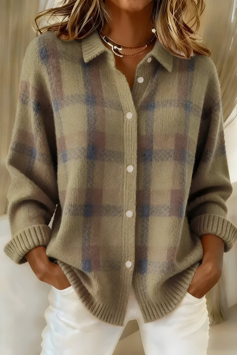 Cardigan a quadri con bottoni