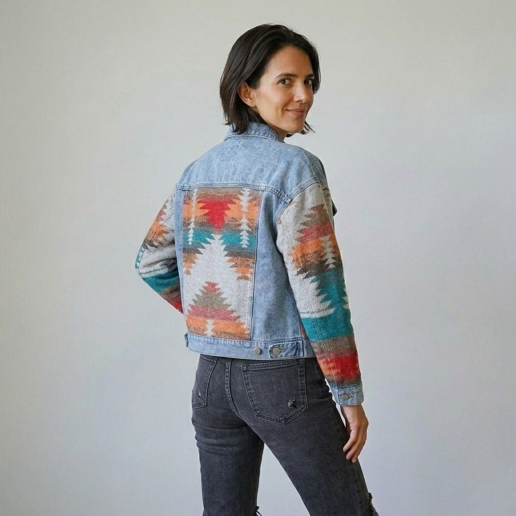 Giacca corta con motivo geometrico per un look casual