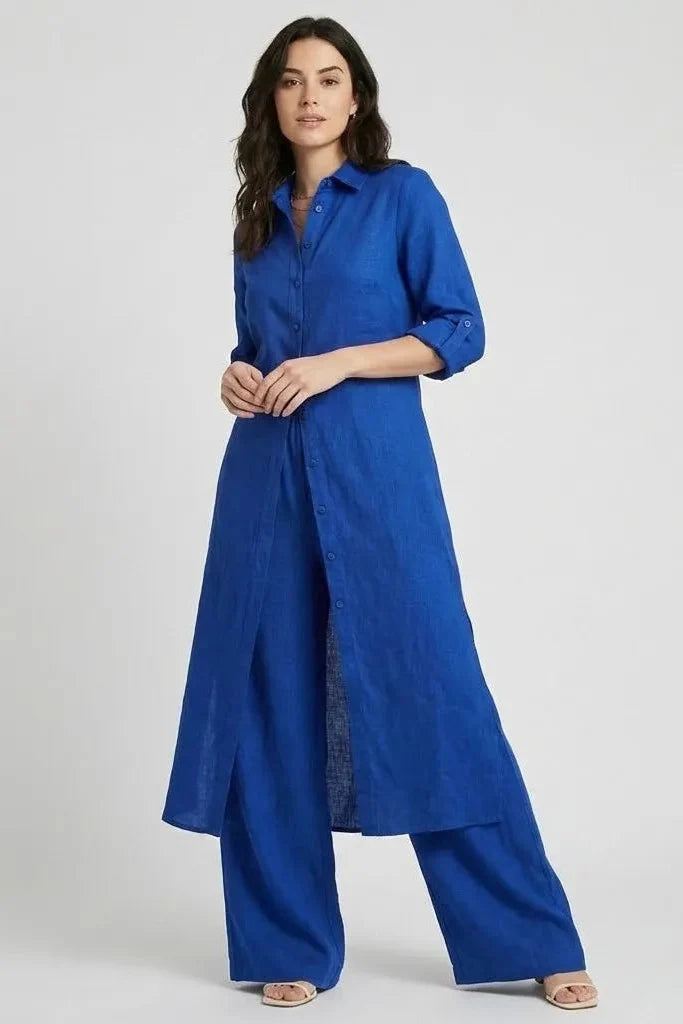 Ľubomíra | Completo con camicia lunga e pantaloni larghi
