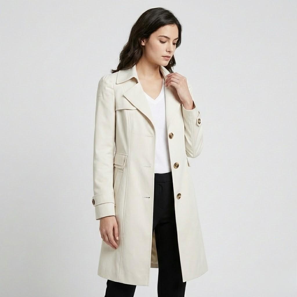Trench elegante in misto cotone con taglio aderente
