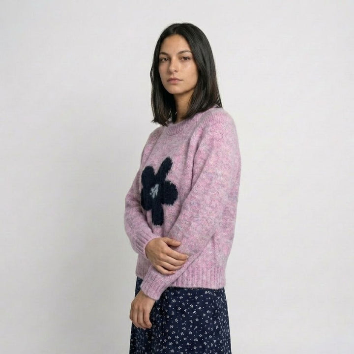 Maglione in acrilico con motivo floreale per un look casual